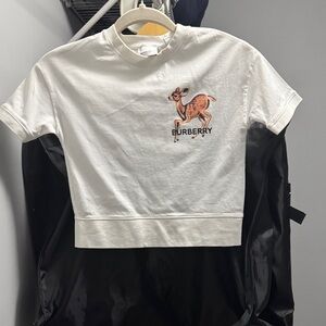 Burberry Kids White Tee with Deer Graphic